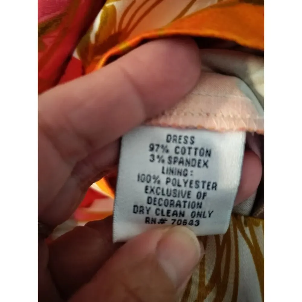 3526) Jessica Howard Sleeveless Fit & Flare Pink Orange Cotton Sundress Size 14